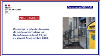 Ouverture des bureaux de poste en Deux-Sèvres